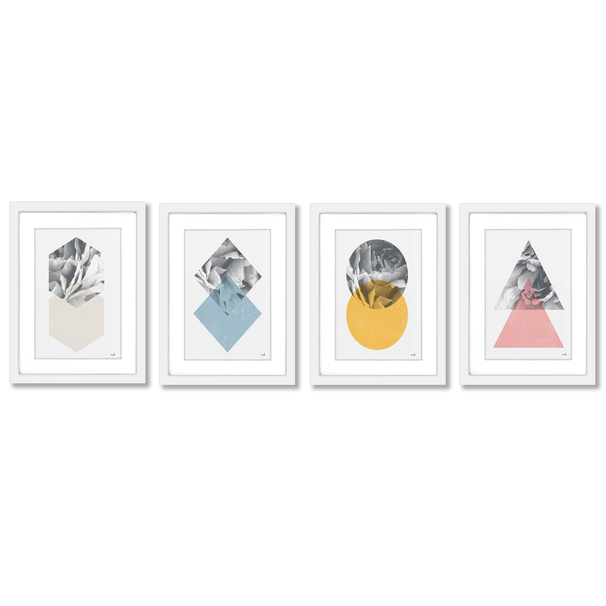 Geometric Marble by Moira Hershey - 4 Piece Gallery Framed Print Art Set - Americanflat