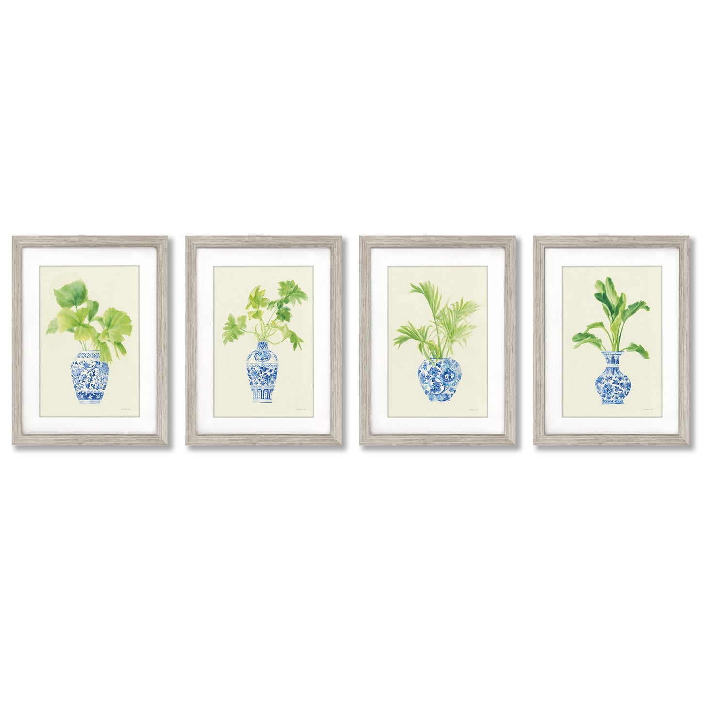 Blue Vases by Silvia Vassileva - 4 Piece Gallery Framed Print with Mat Art Set