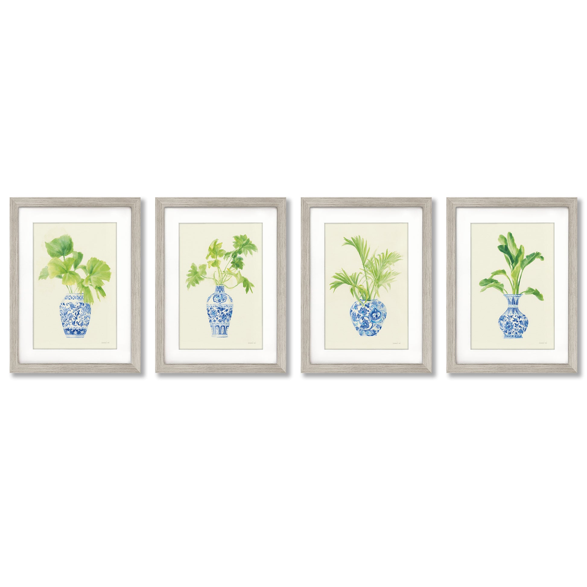 Blue Vases by Silvia Vassileva - 4 Piece Gallery Framed Print with Mat Art Set