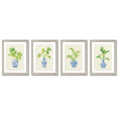 Blue Vases by Silvia Vassileva - 4 Piece Gallery Framed Print with Mat Art Set