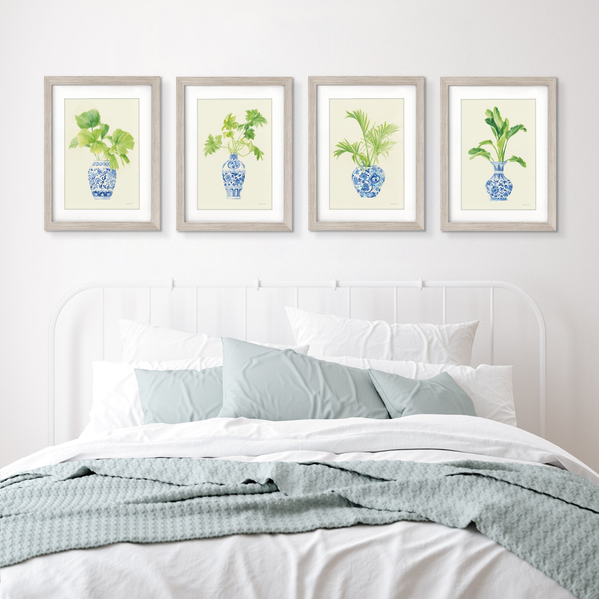Blue Vases by Silvia Vassileva - 4 Piece Gallery Framed Print with Mat Art Set