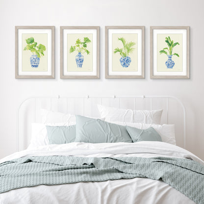 Blue Vases by Silvia Vassileva - 4 Piece Gallery Framed Print with Mat Art Set