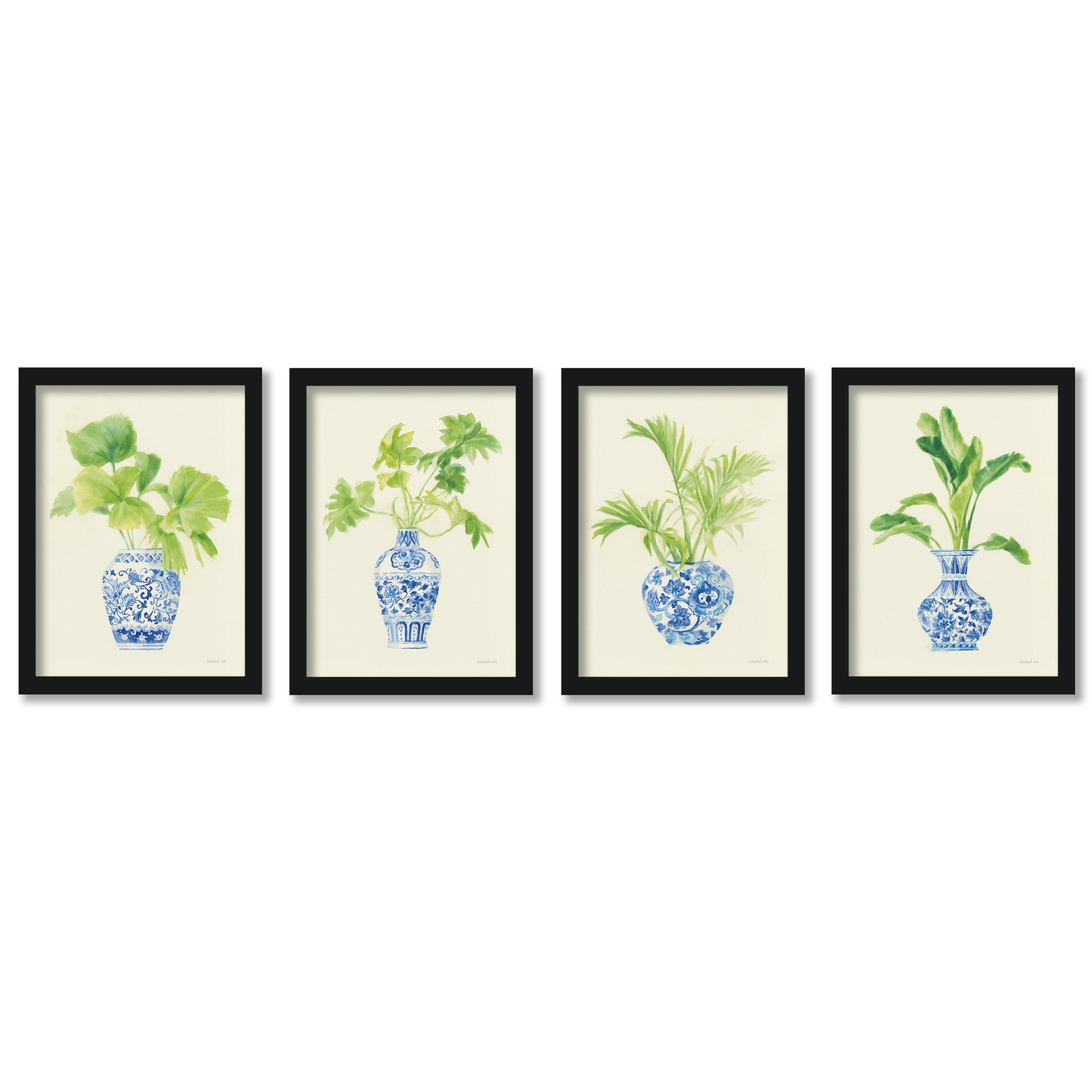 Blue Vases by Danhui Nai - 4 Piece Gallery Framed Print Art Set - Americanflat