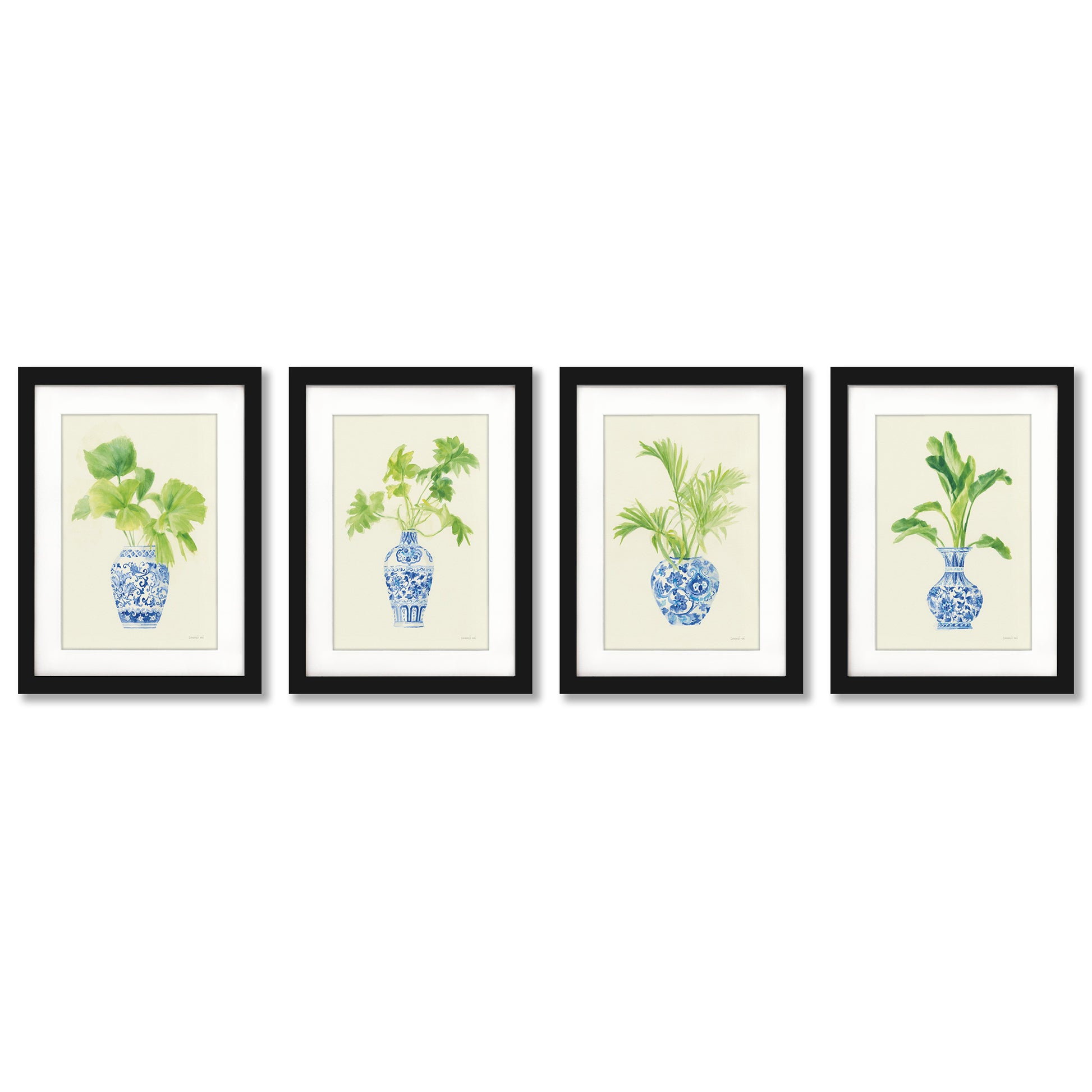 Blue Vases by Danhui Nai - 4 Piece Gallery Framed Print Art Set - Americanflat