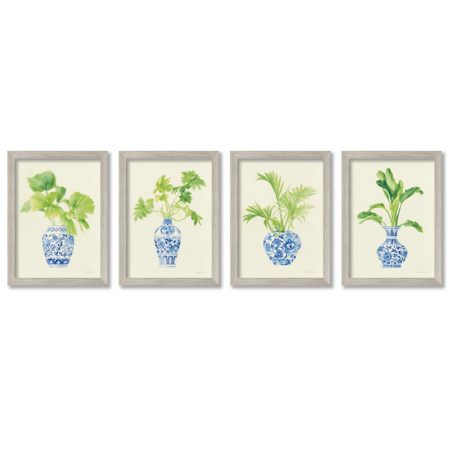 Blue Vases by Silvia Vassileva - 4 Piece Gallery Framed Print Art Set