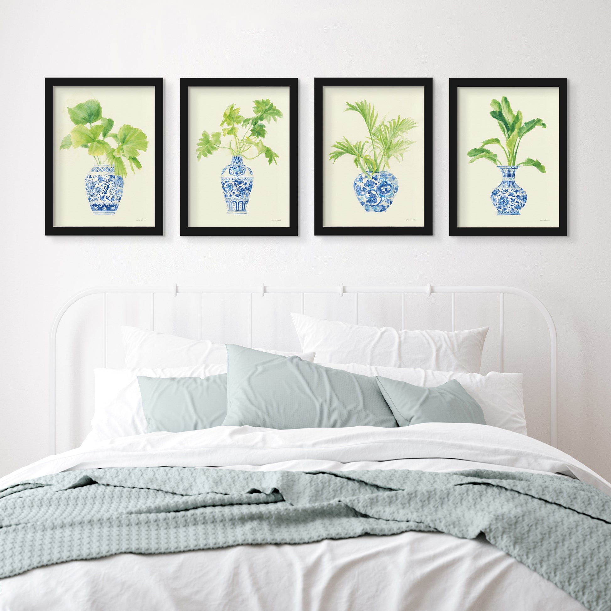 Blue Vases by Danhui Nai - 4 Piece Gallery Framed Print Art Set - Americanflat