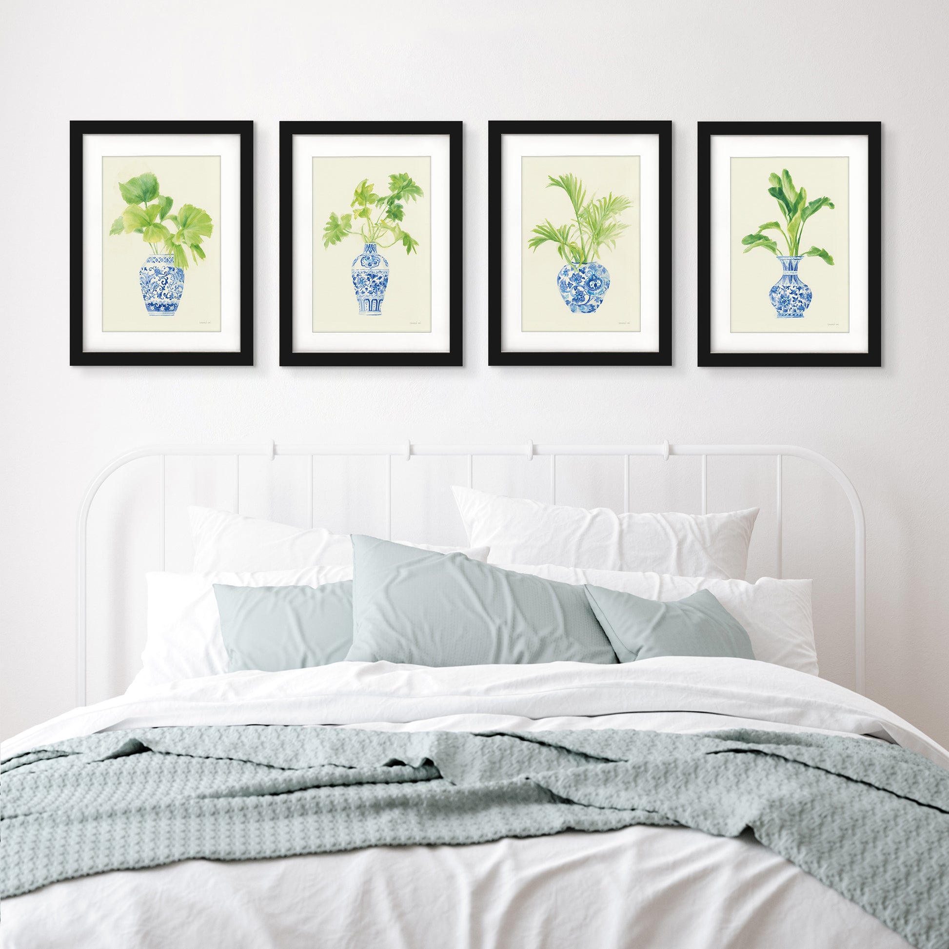 Blue Vases by Danhui Nai - 4 Piece Gallery Framed Print Art Set - Americanflat