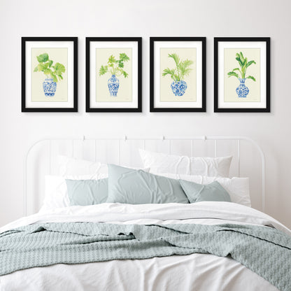 Blue Vases by Danhui Nai - 4 Piece Gallery Framed Print Art Set - Americanflat