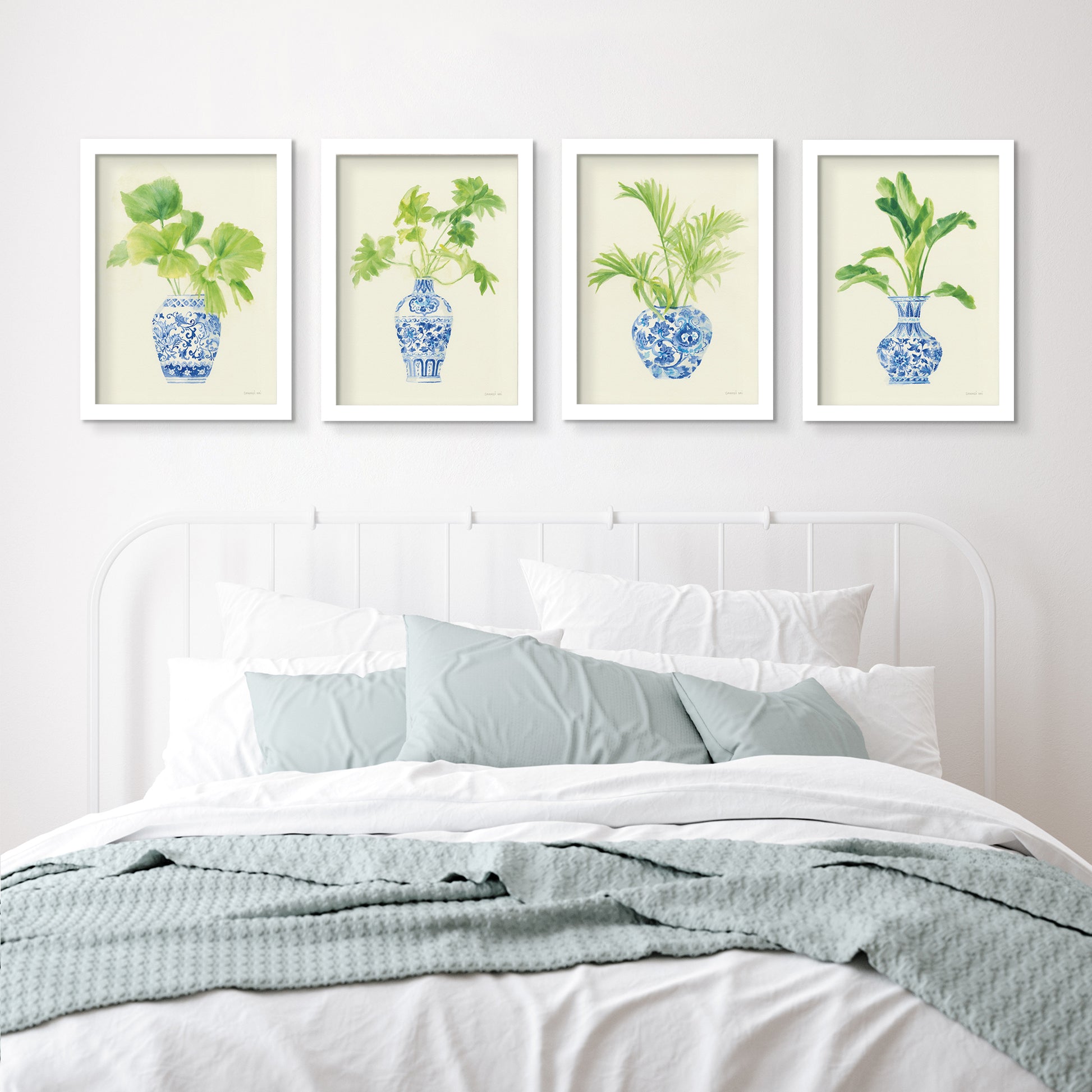 Blue Vases by Danhui Nai - 4 Piece Gallery Framed Print Art Set - Americanflat