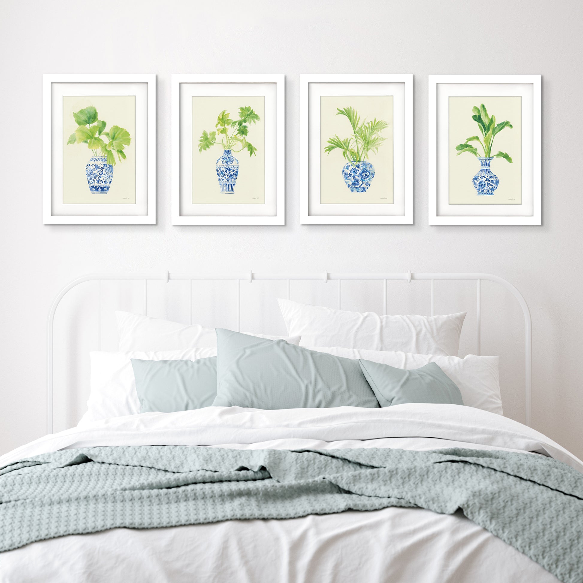 Blue Vases by Danhui Nai - 4 Piece Gallery Framed Print Art Set - Americanflat