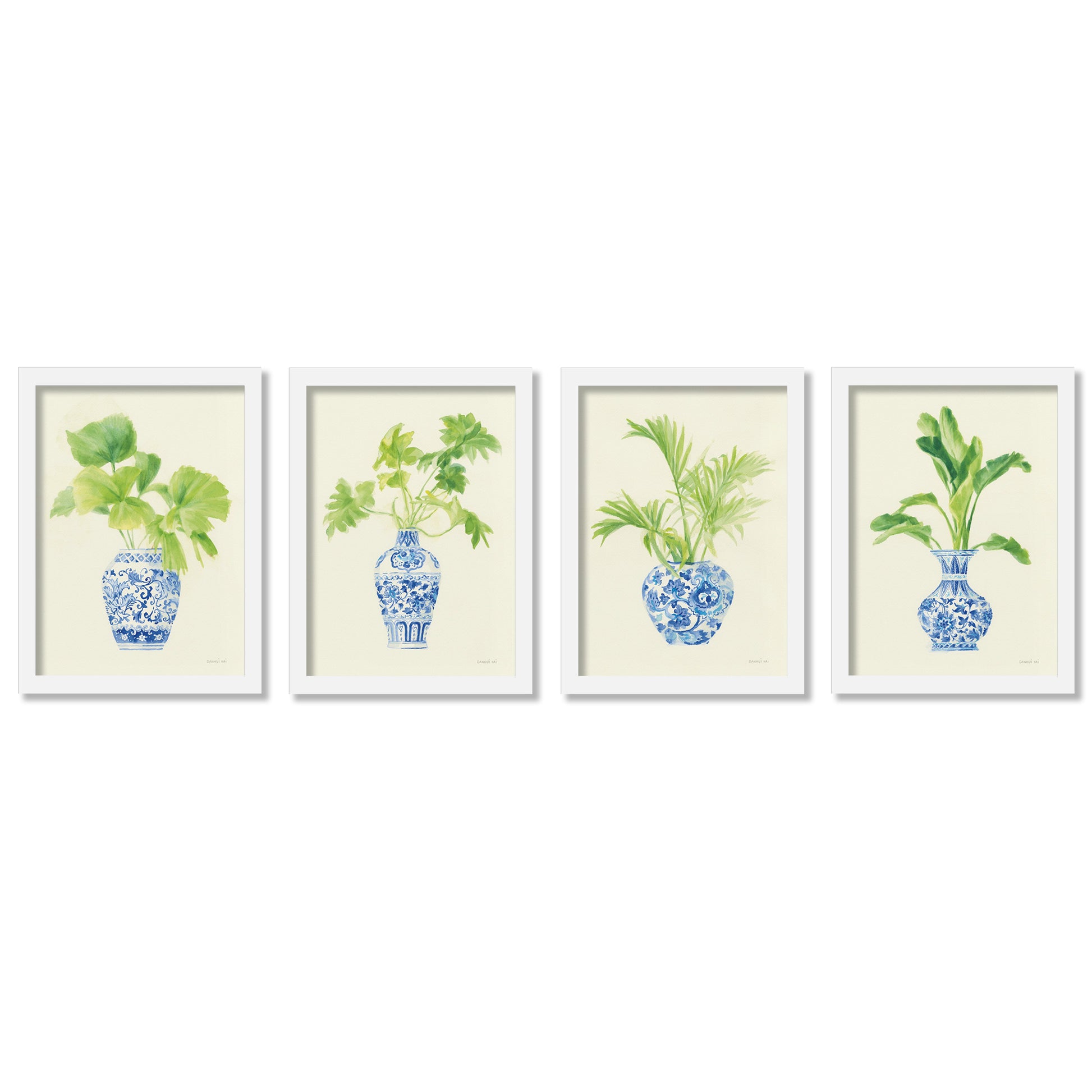 Blue Vases by Danhui Nai - 4 Piece Gallery Framed Print Art Set - Americanflat