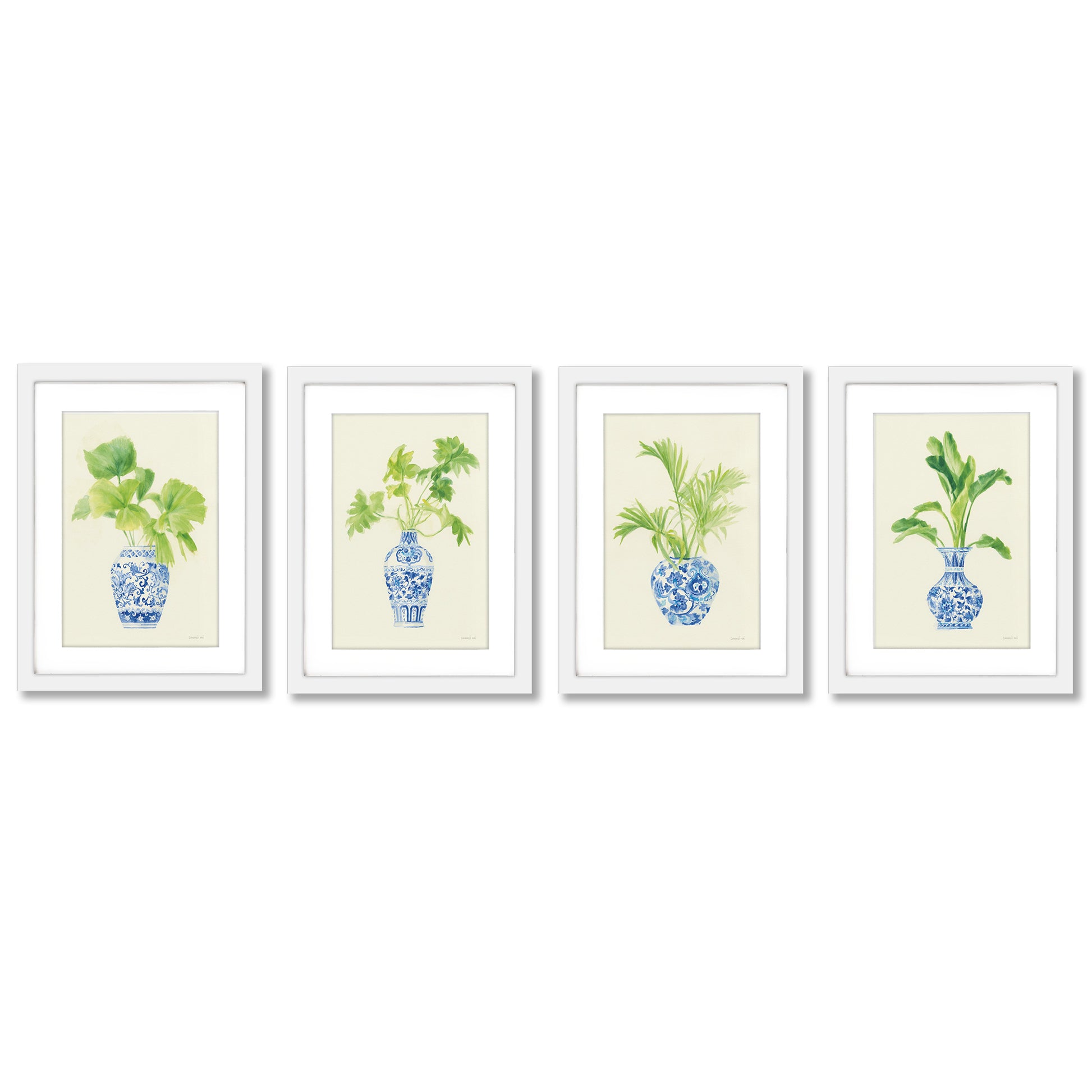 Blue Vases by Danhui Nai - 4 Piece Gallery Framed Print Art Set - Americanflat