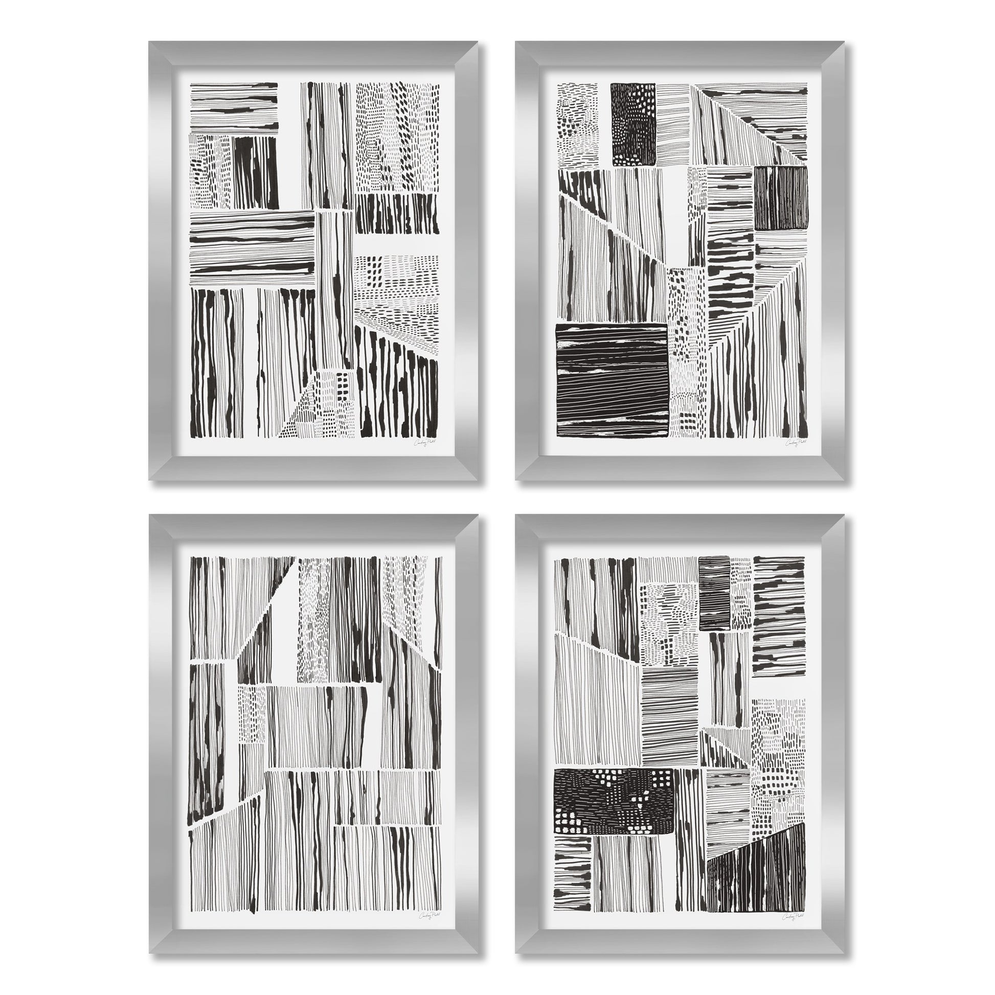 Lined Up by Silvia Vassileva - 4 Piece Gallery Framed Print Art Set