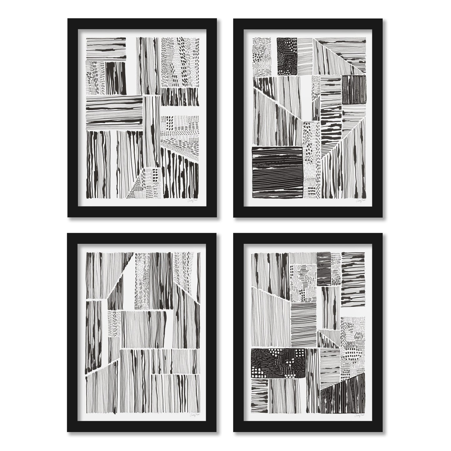 Lined Up by Courtney Prahl - 4 Piece Gallery Framed Print Art Set - Americanflat