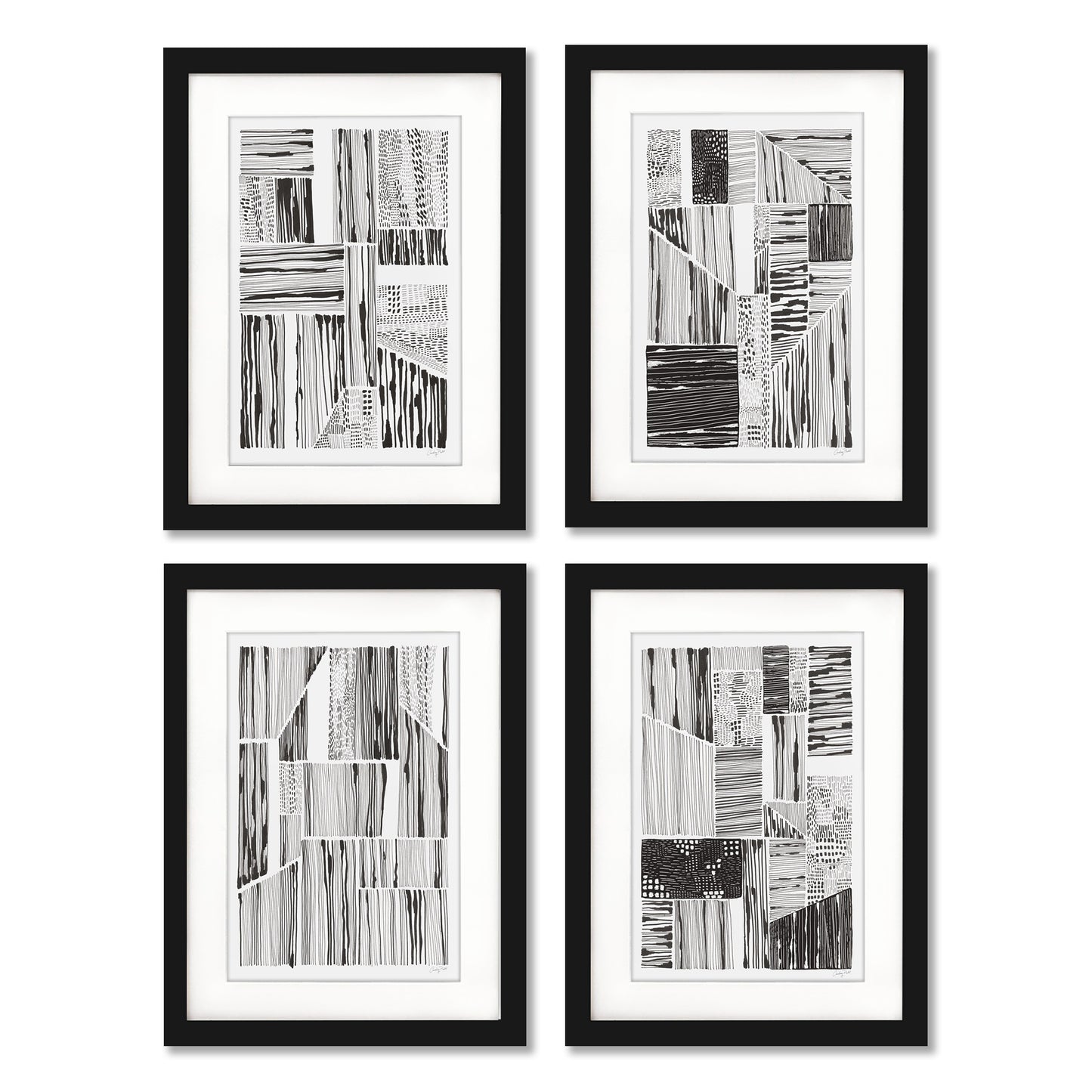 Lined Up by Courtney Prahl - 4 Piece Gallery Framed Print Art Set - Americanflat