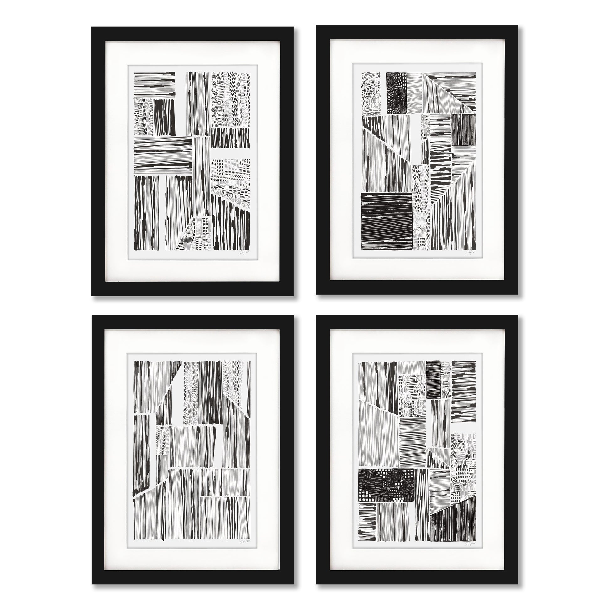 Lined Up by Courtney Prahl - 4 Piece Gallery Framed Print Art Set - Americanflat