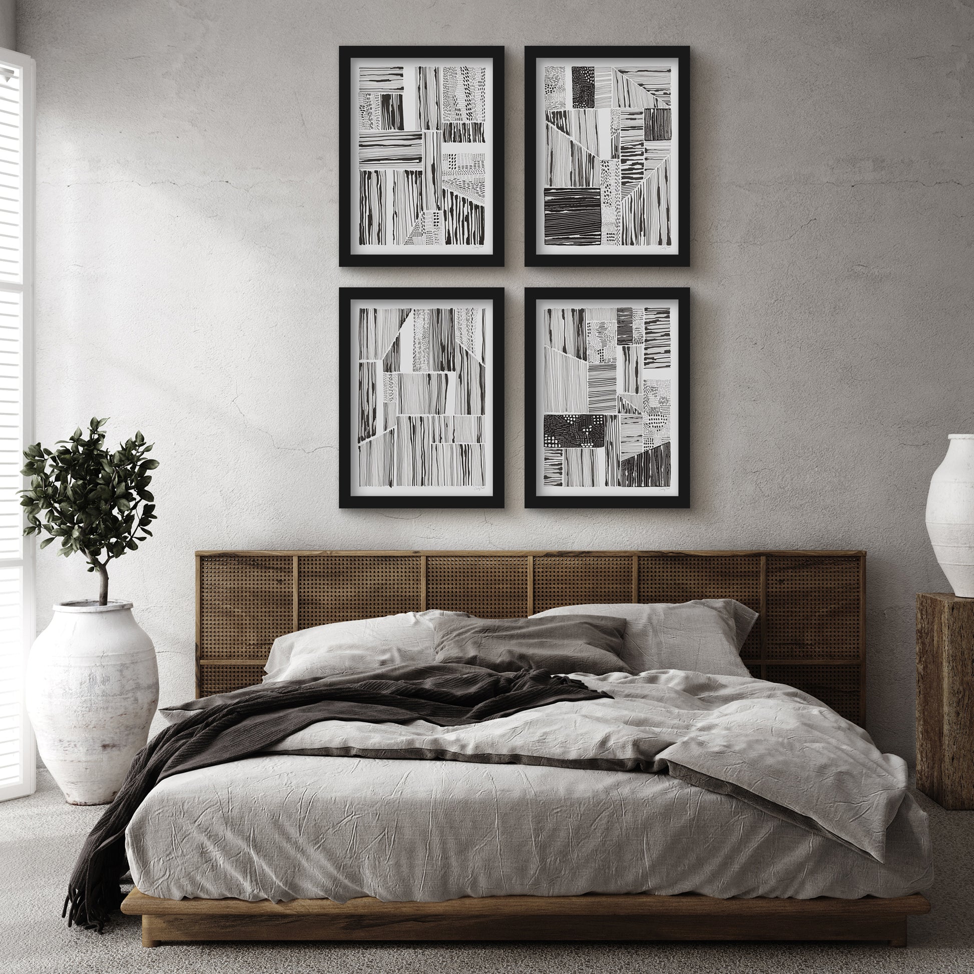 Lined Up by Courtney Prahl - 4 Piece Gallery Framed Print Art Set - Americanflat