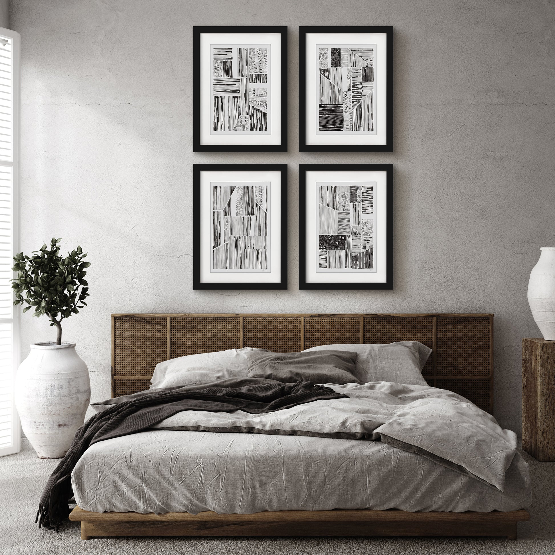 Lined Up by Courtney Prahl - 4 Piece Gallery Framed Print Art Set - Americanflat