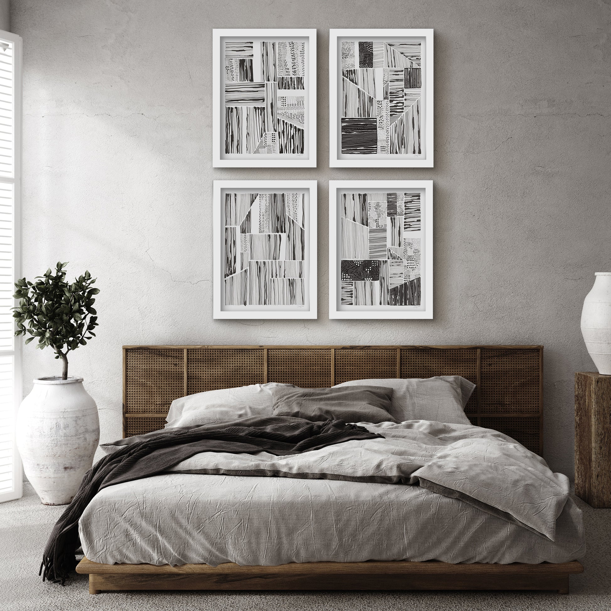 Lined Up by Courtney Prahl - 4 Piece Gallery Framed Print Art Set - Americanflat