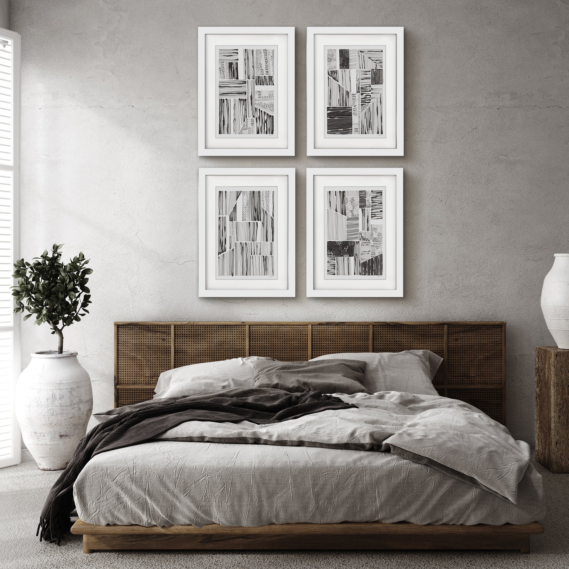 Lined Up by Courtney Prahl - 4 Piece Gallery Framed Print Art Set - Americanflat