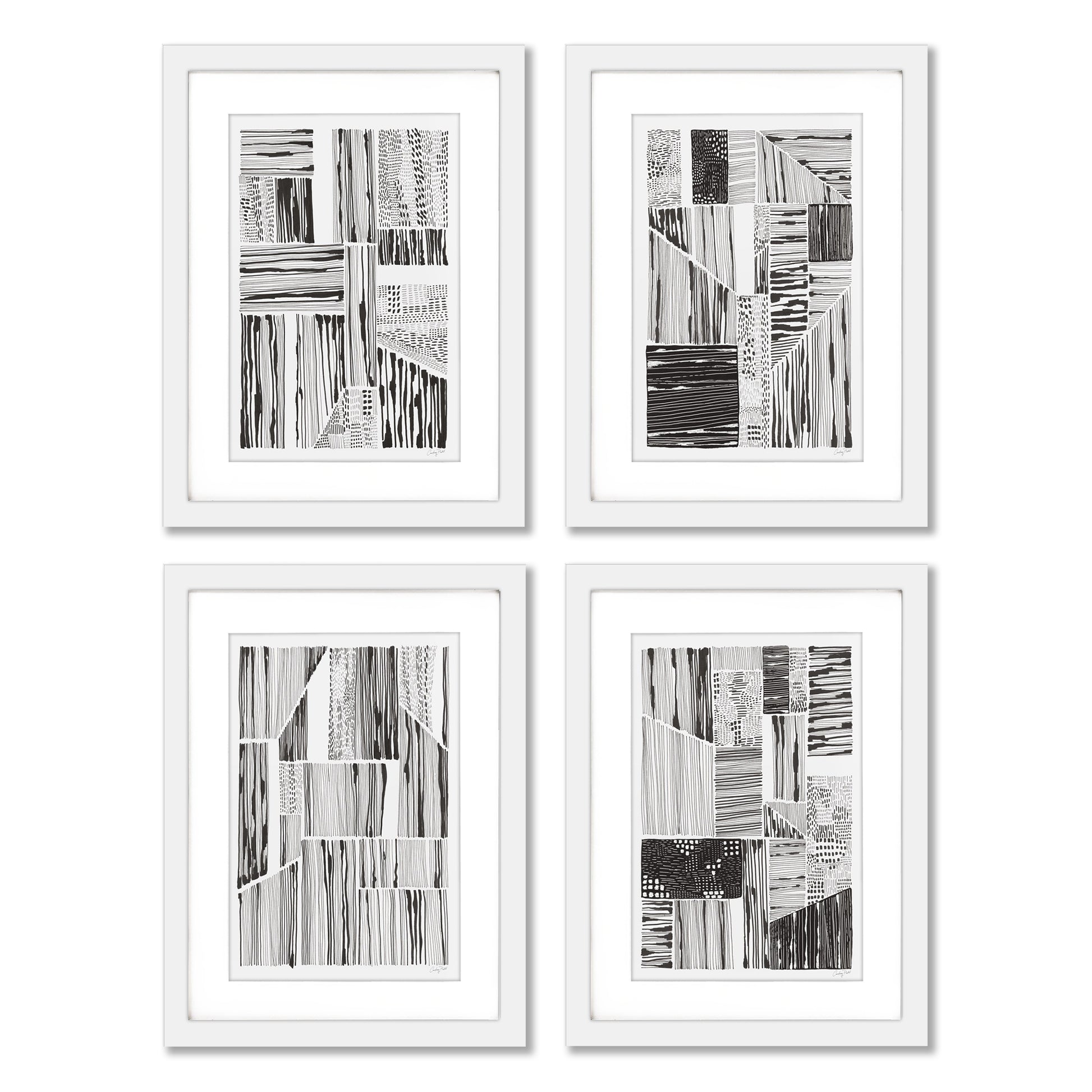 Lined Up by Courtney Prahl - 4 Piece Gallery Framed Print Art Set - Americanflat