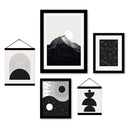 Black Abstract Balance Landscape - Framed Multimedia Gallery Art Set