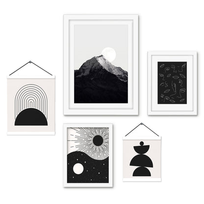 Black Abstract Balance Landscape - Framed Multimedia Gallery Art Set