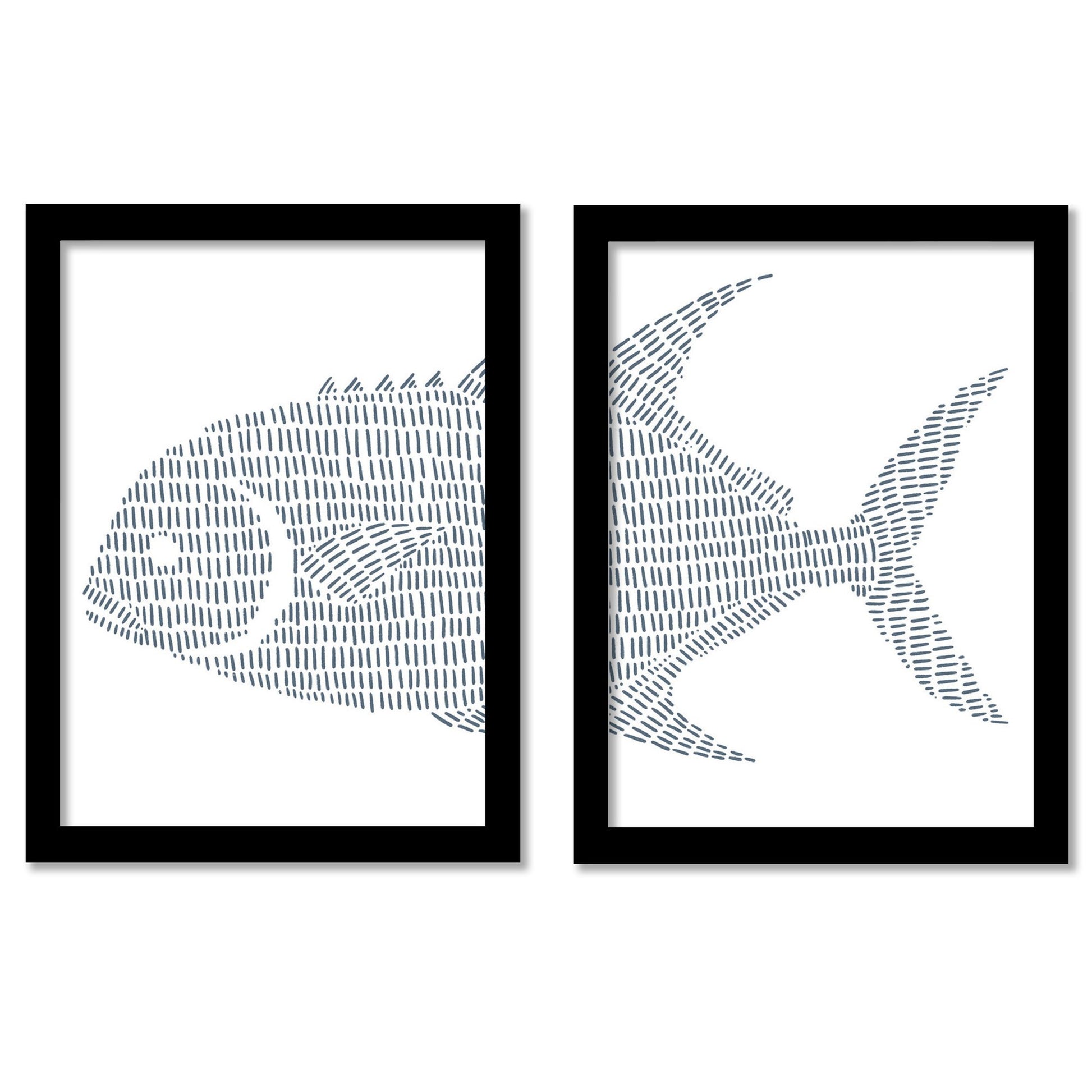 Fish Stripes by Jetty Home - 2 Piece Gallery Framed Print Art Set