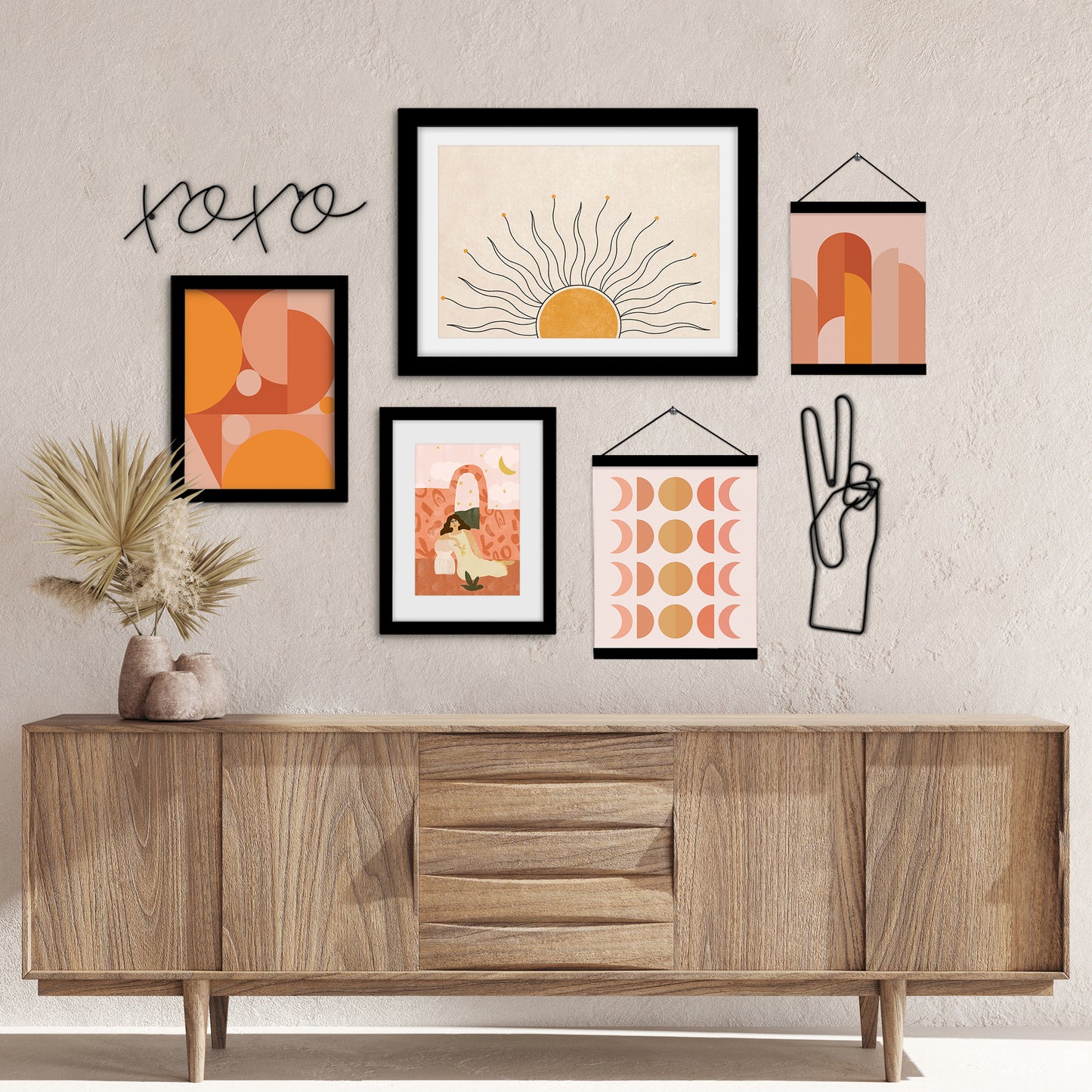 Orange Tropical Vibes - Framed Multimedia Gallery Art Set