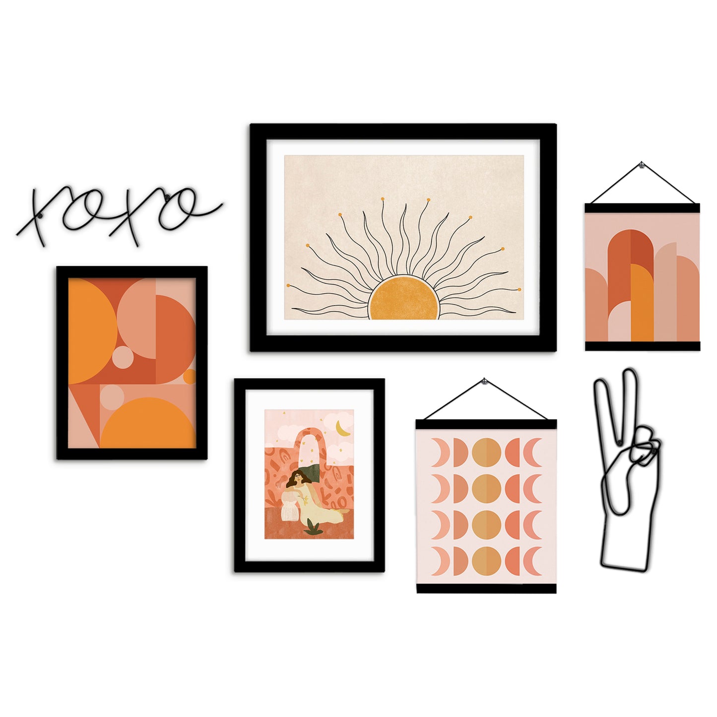 Orange Tropical Vibes - Framed Multimedia Gallery Art Set