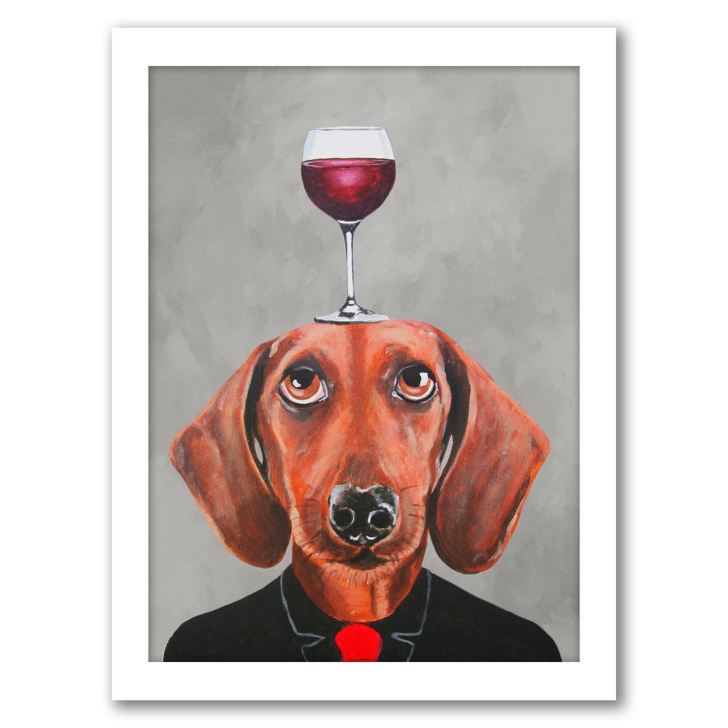 Dachshund With Wineglass By Coco De Paris - Framed Print