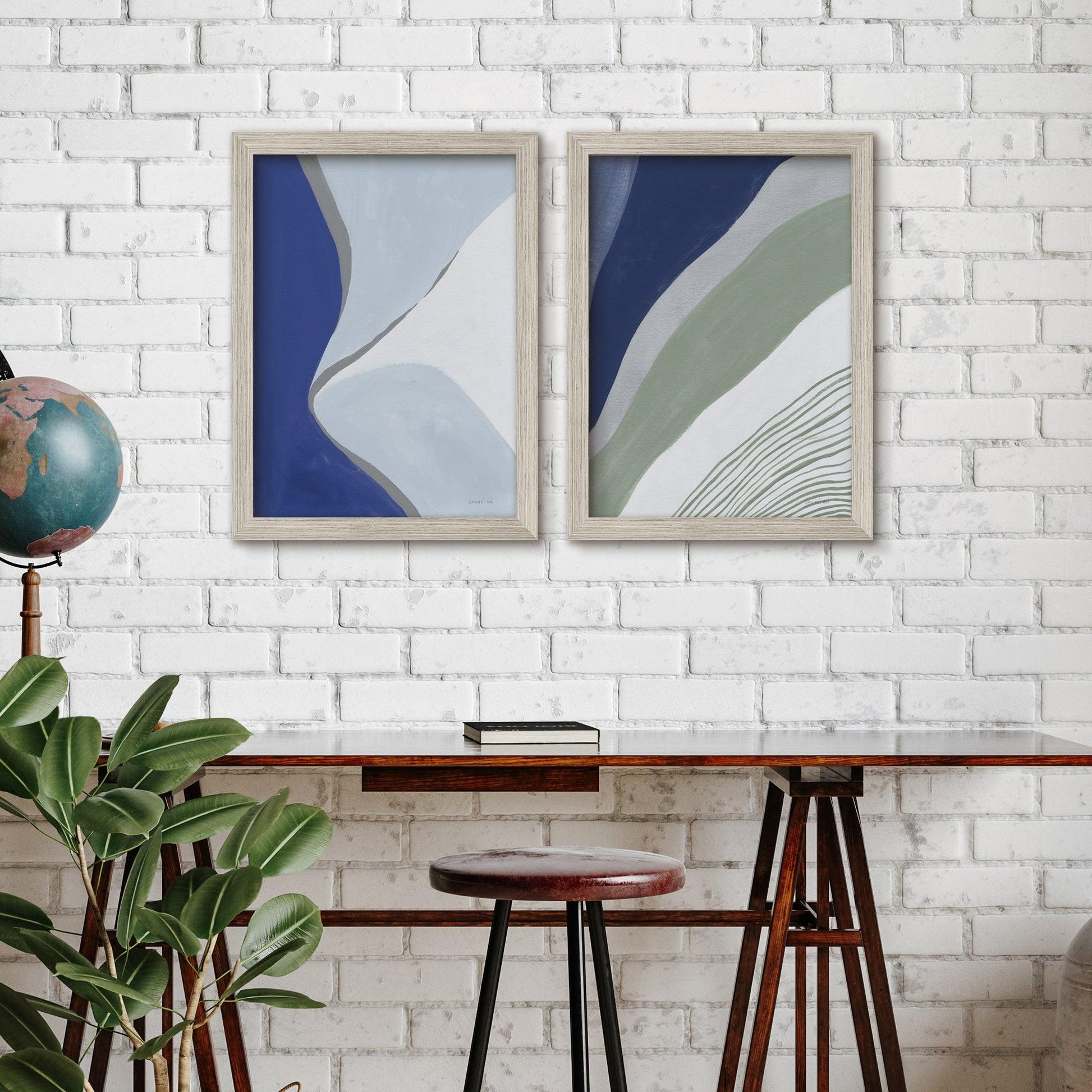 Seaglass Strokes by Danhui Nai - 2 Piece Gallery Framed Print Art Set