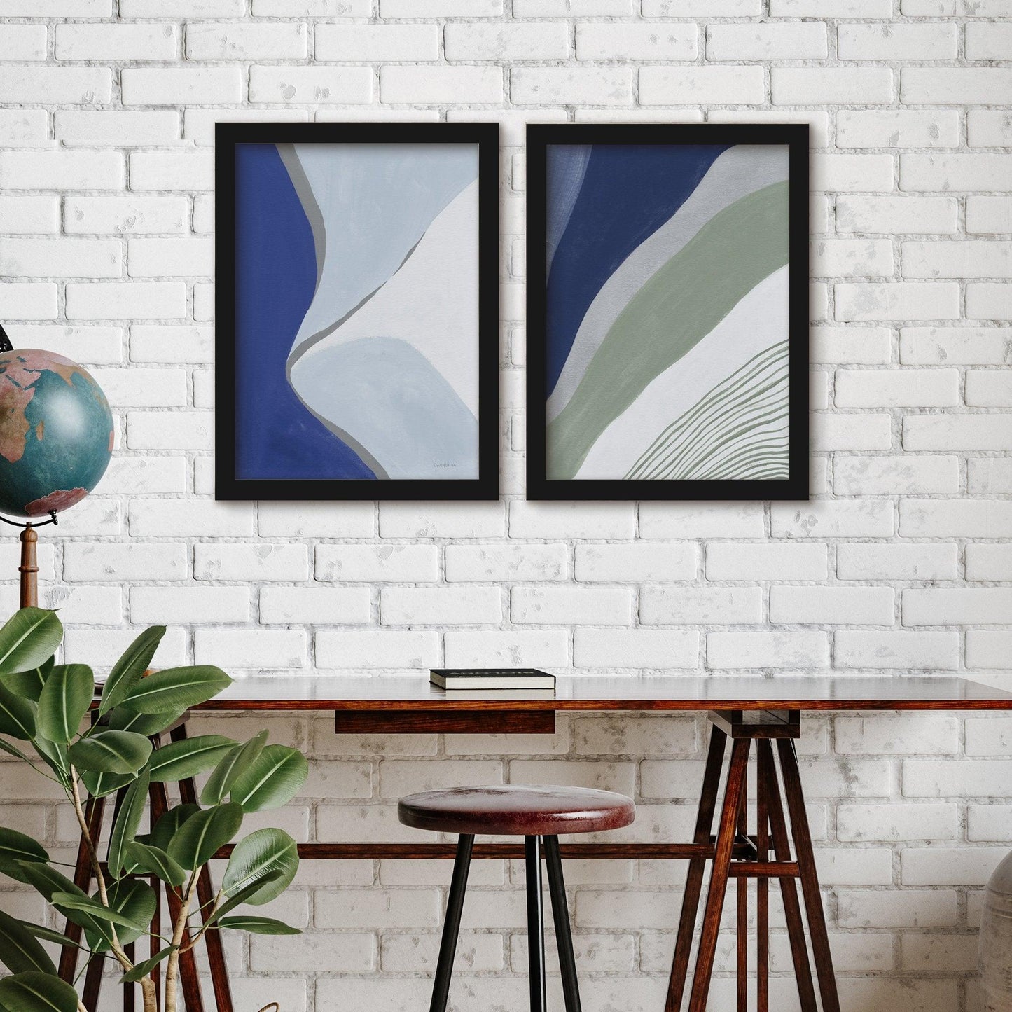 Seaglass Strokes by Danhui Nai - 2 Piece Gallery Framed Print Art Set - Americanflat