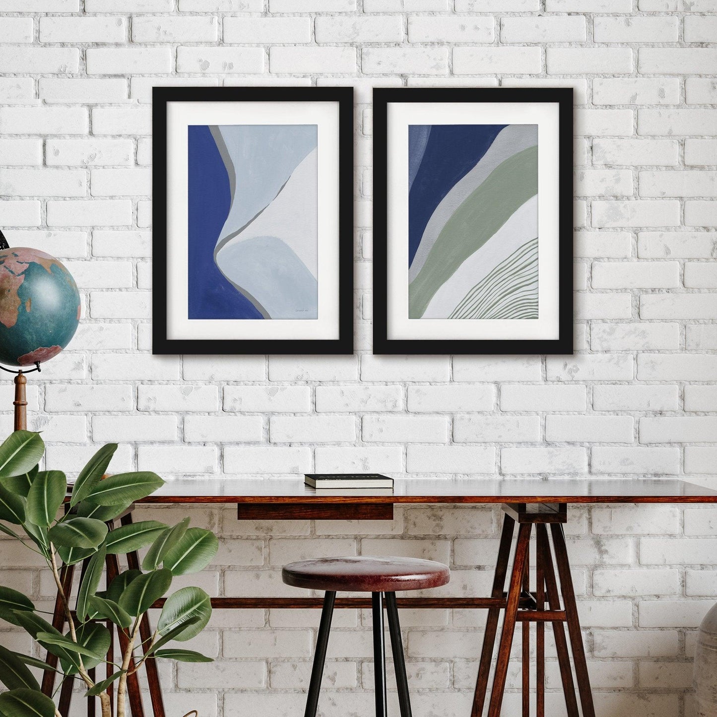 Seaglass Strokes by Danhui Nai - 2 Piece Gallery Framed Print Art Set - Americanflat