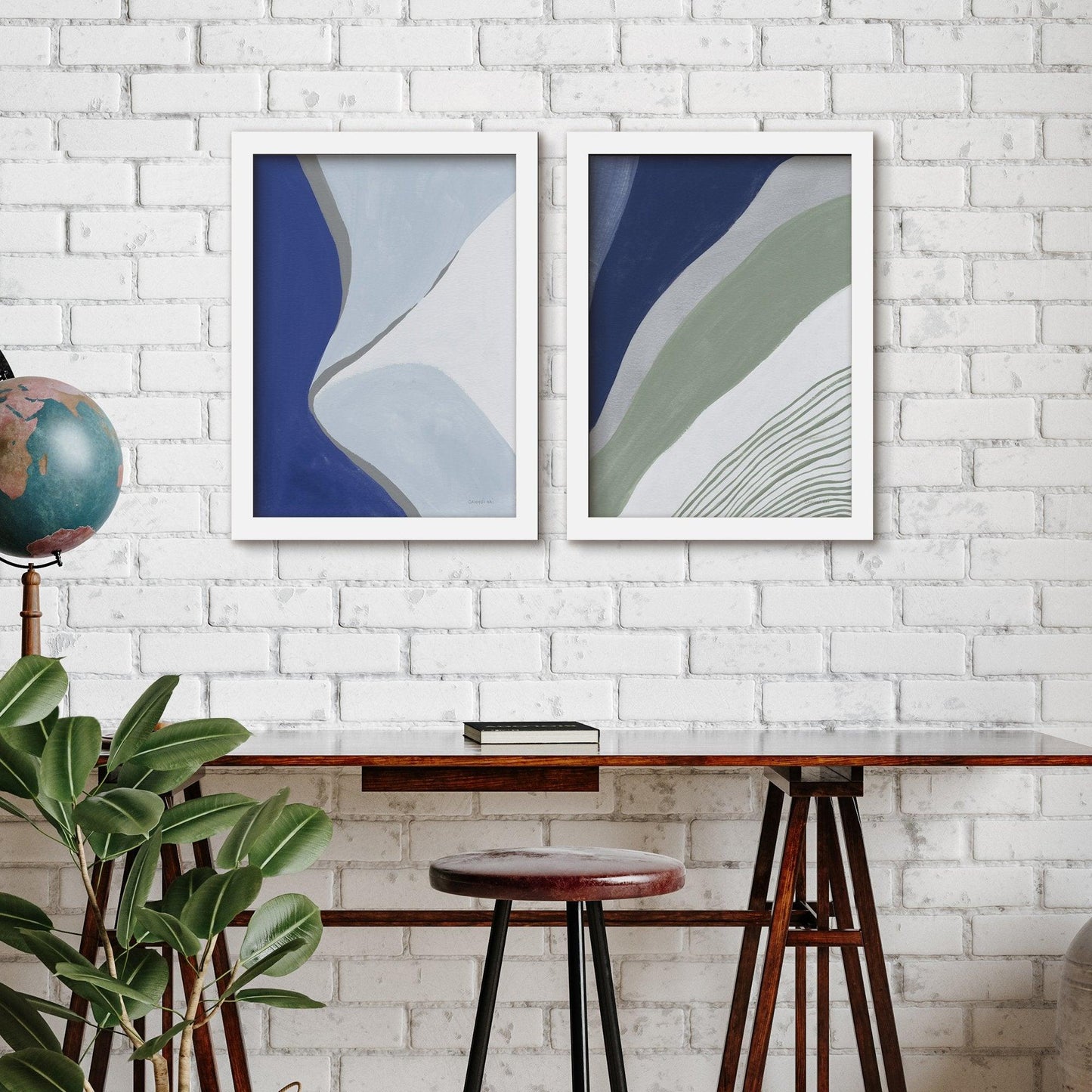 Seaglass Strokes by Danhui Nai - 2 Piece Gallery Framed Print Art Set - Americanflat