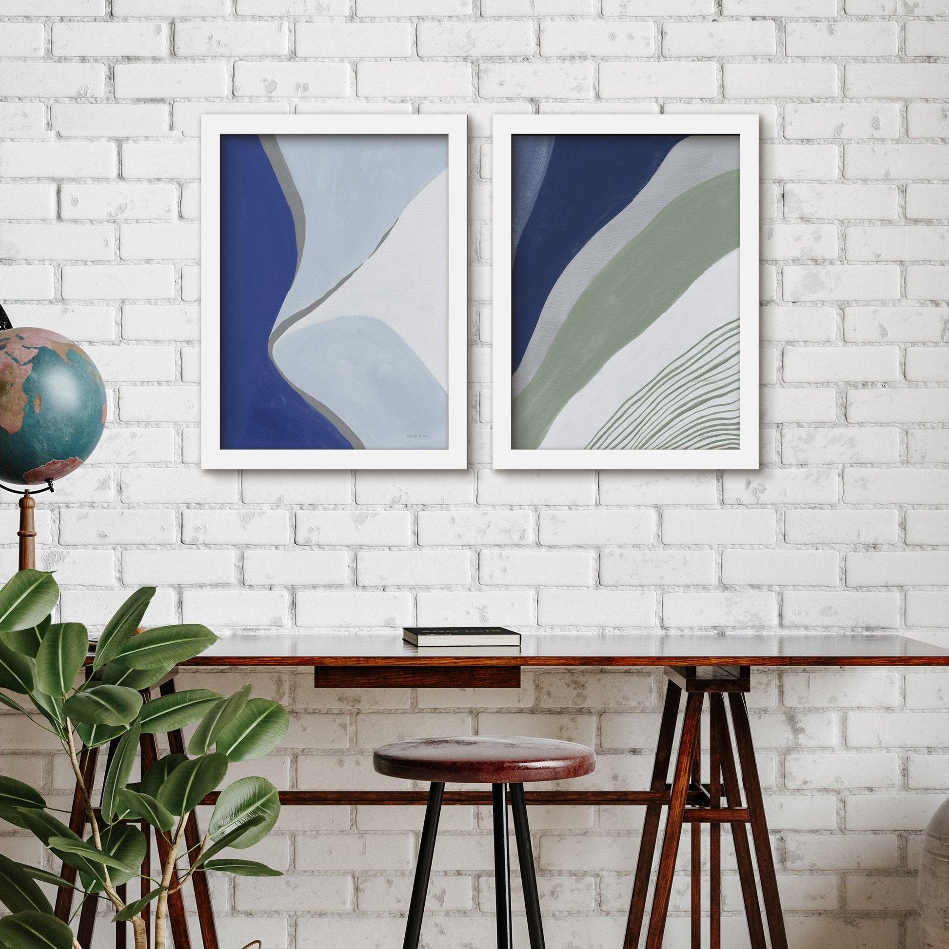 Seaglass Strokes by Danhui Nai - 2 Piece Gallery Framed Print Art Set - Americanflat