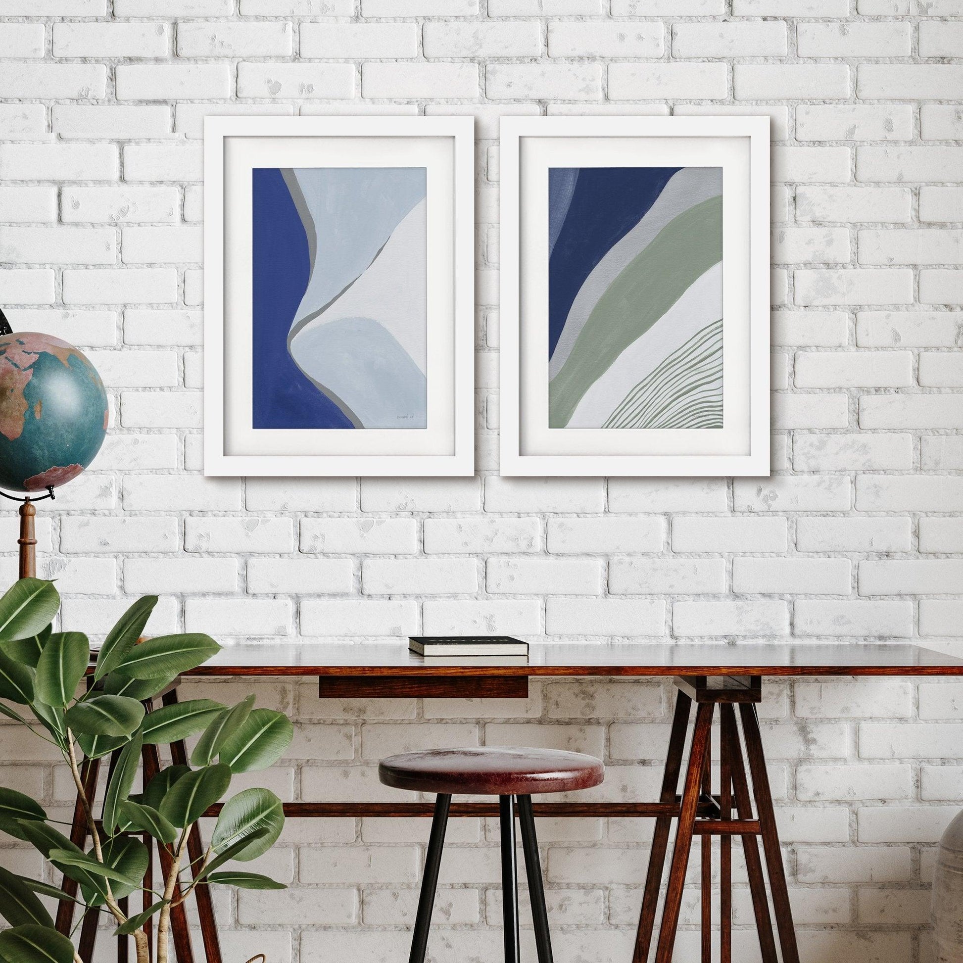Seaglass Strokes by Danhui Nai - 2 Piece Gallery Framed Print Art Set - Americanflat