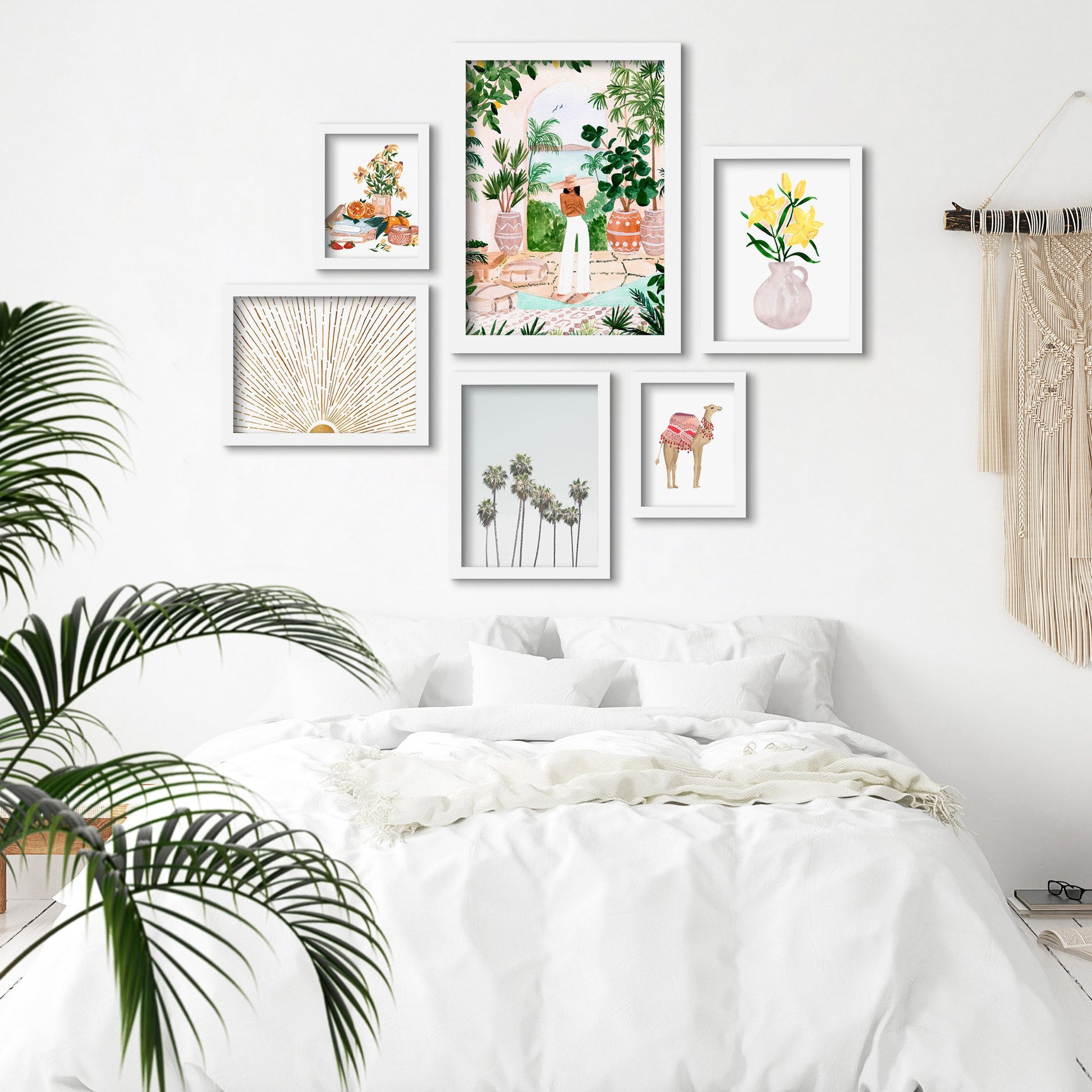Botanical Boho Girl- 6 Piece Framed Gallery Wall Set - Art Set - Americanflat