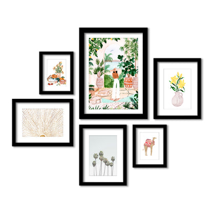 Watercolor Floral Camel - 6 Piece Framed Gallery Wall Set - Americanflat