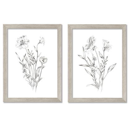 Wildflower Sketch by World Art Group - 2 Piece Gallery Framed Print Art Set