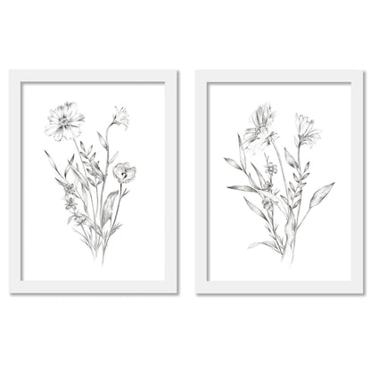 Wildflower Sketch by World Art Group - 2 Piece Gallery Framed Print Art Set - Americanflat