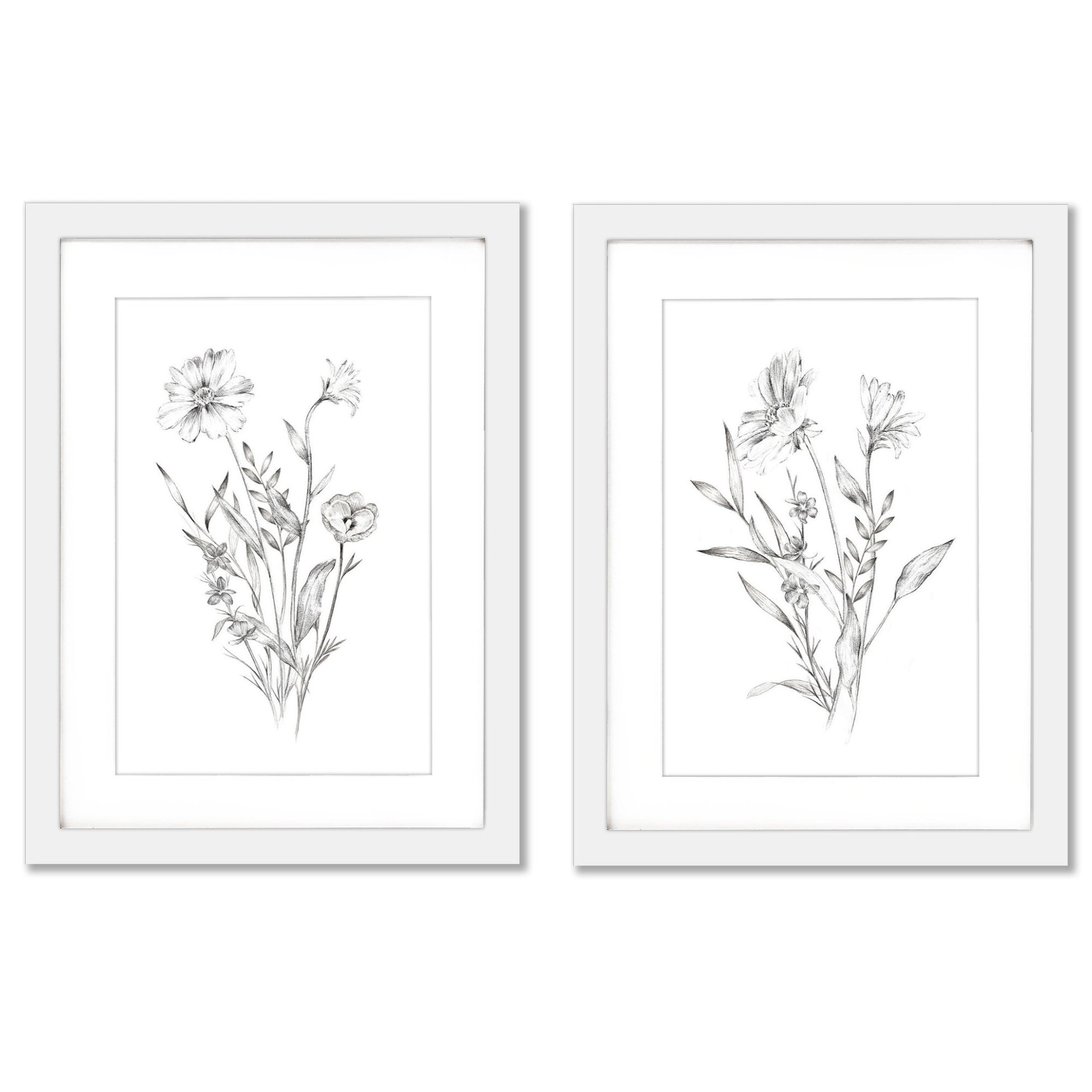 Wildflower Sketch by World Art Group - 2 Piece Gallery Framed Print Art Set - Americanflat