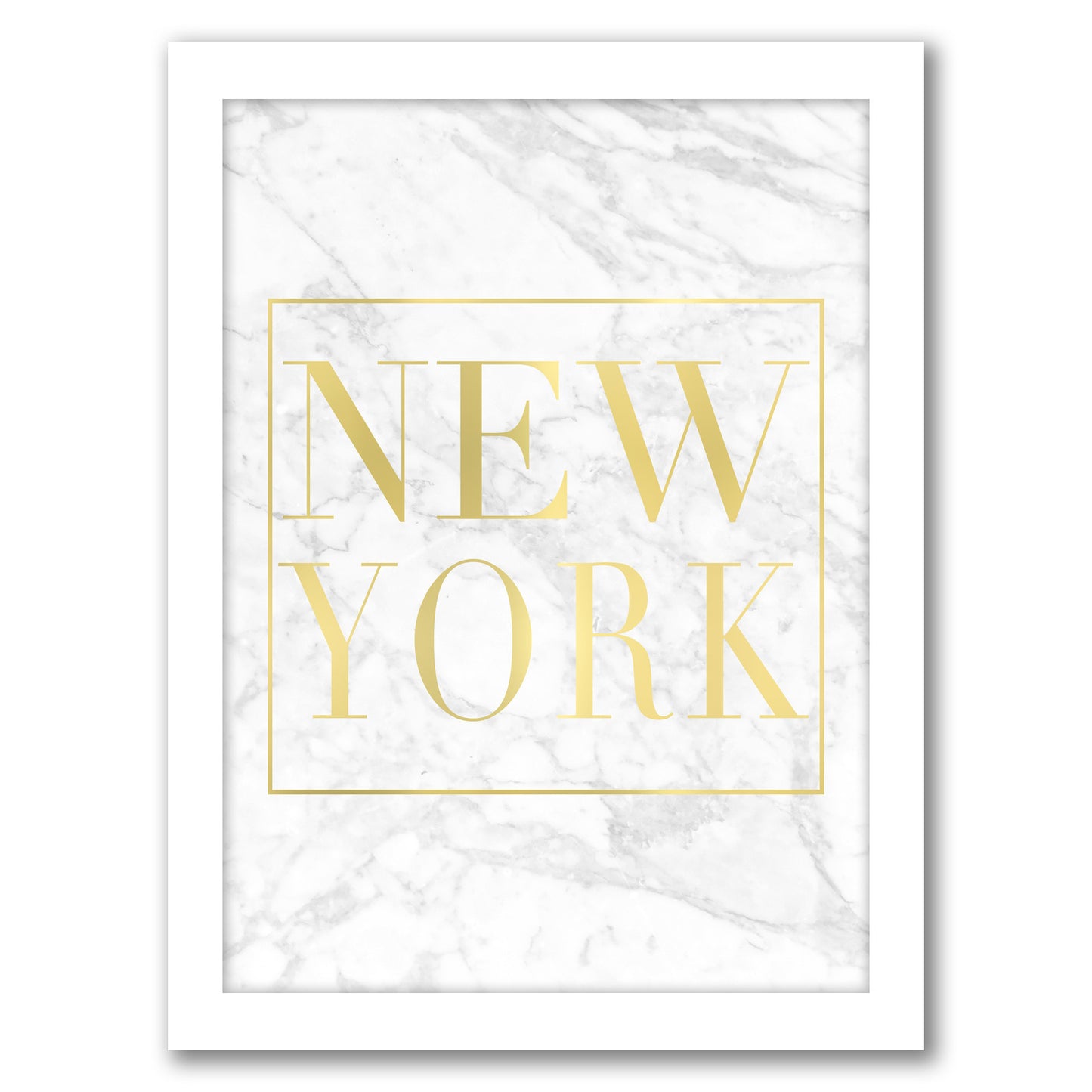 New York White Marble By Nuada - White Framed Print