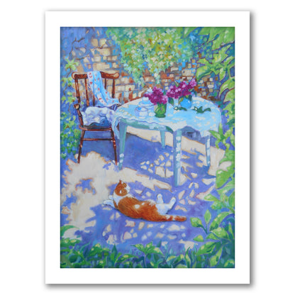 Ginger Cat In The Shadows By Mary Kemp - White Framed Print