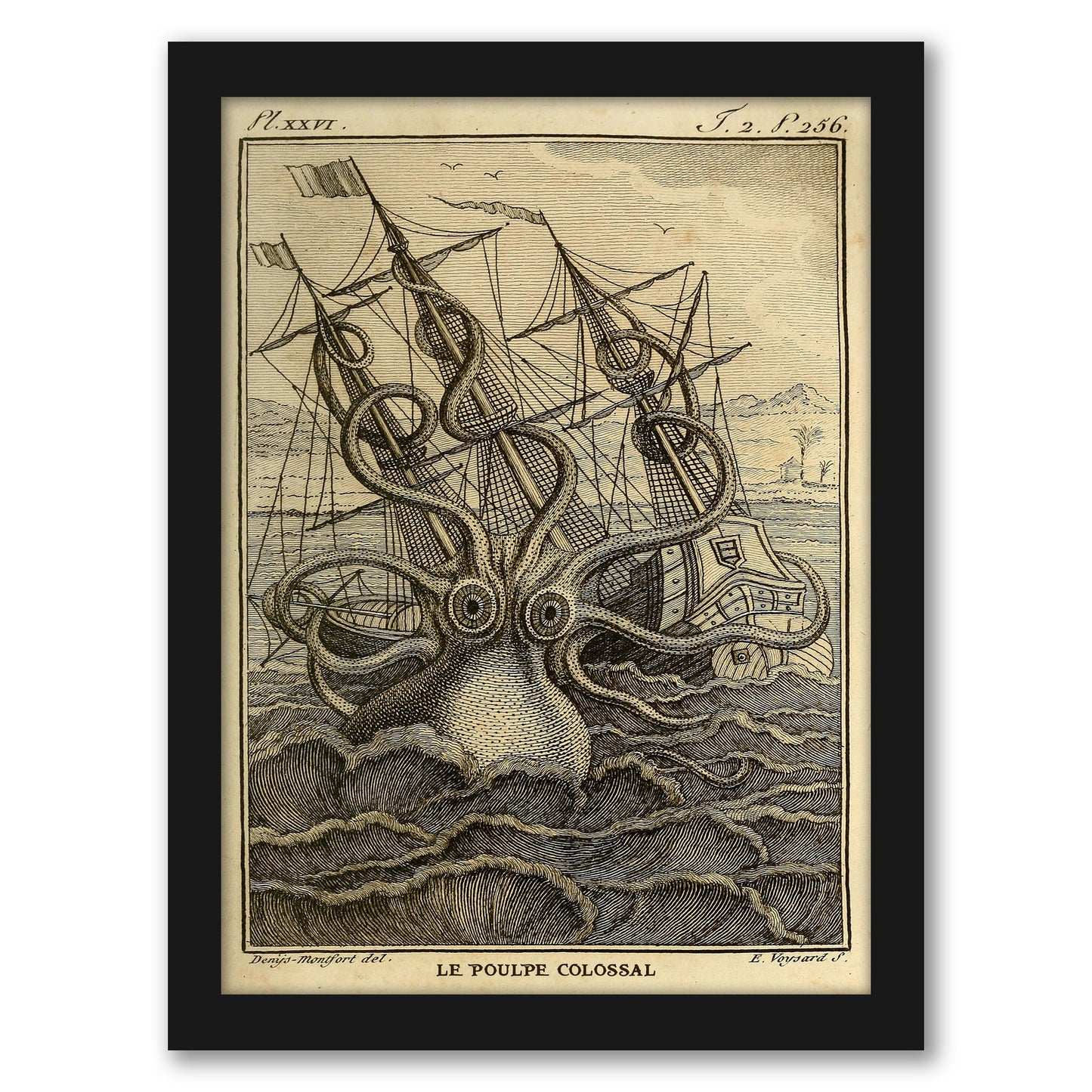 Kraken Original by Coastal Print & Design - Framed Print