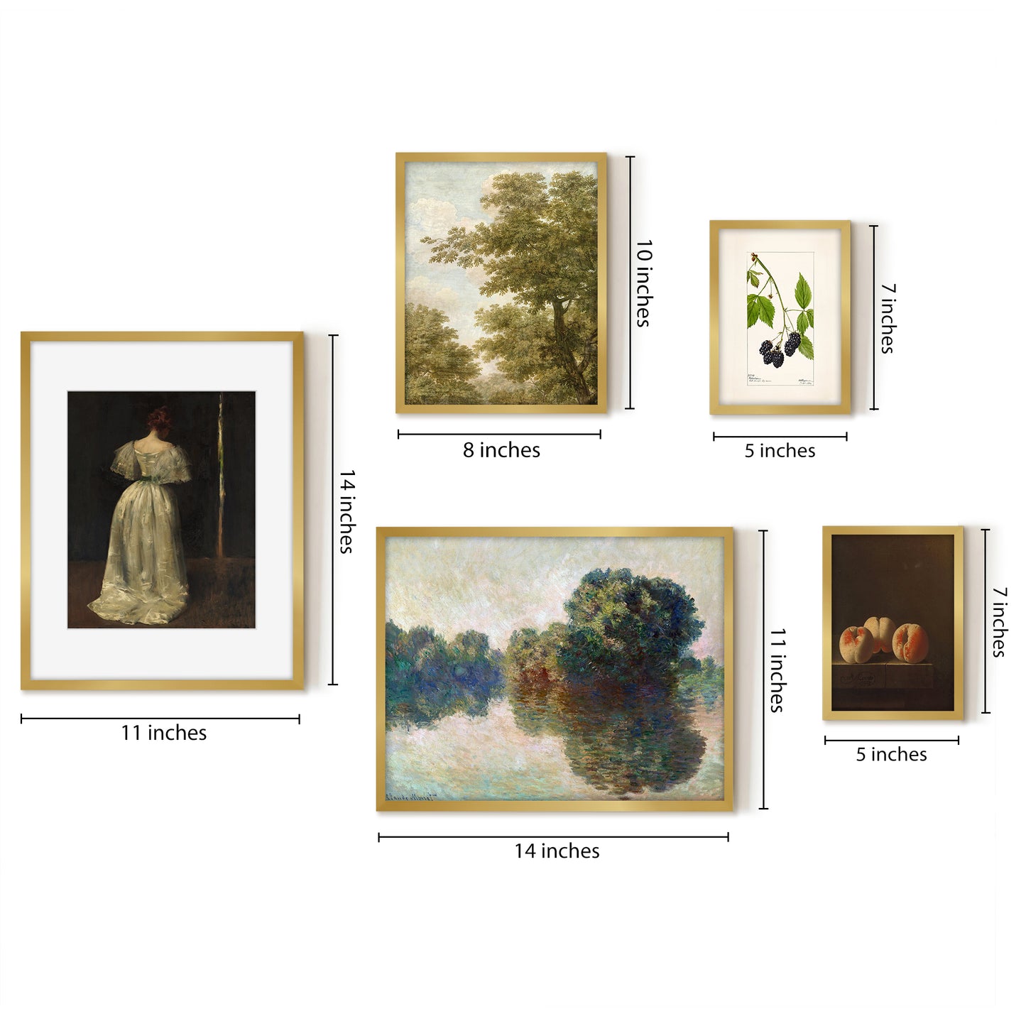5 Piece Vintage Gallery Wall Art Set - Nature's Brushstrokes Art by Wall + Wonder