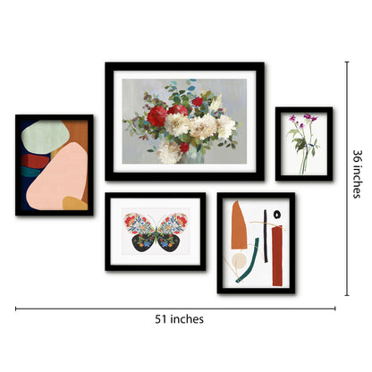 Americanflat 5 Piece Framed Gallery Wall Art Set - Watercolor Abstract Floral