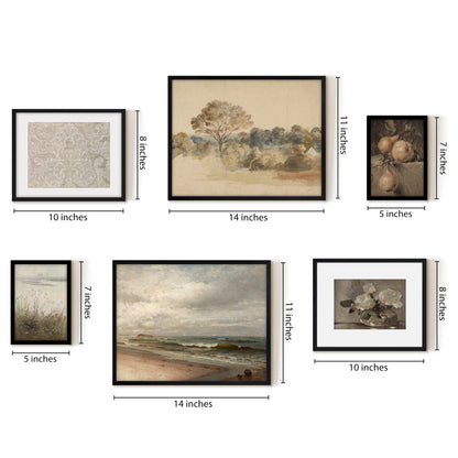 6 Piece Vintage Gallery Wall Art Set - Enchanting Tapestry Art by Maple + Oak
