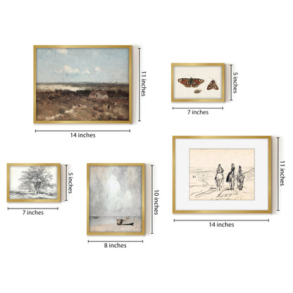5 Piece Vintage Gallery Wall Art Set - Captured Whimsy Art by Wall + Wonder