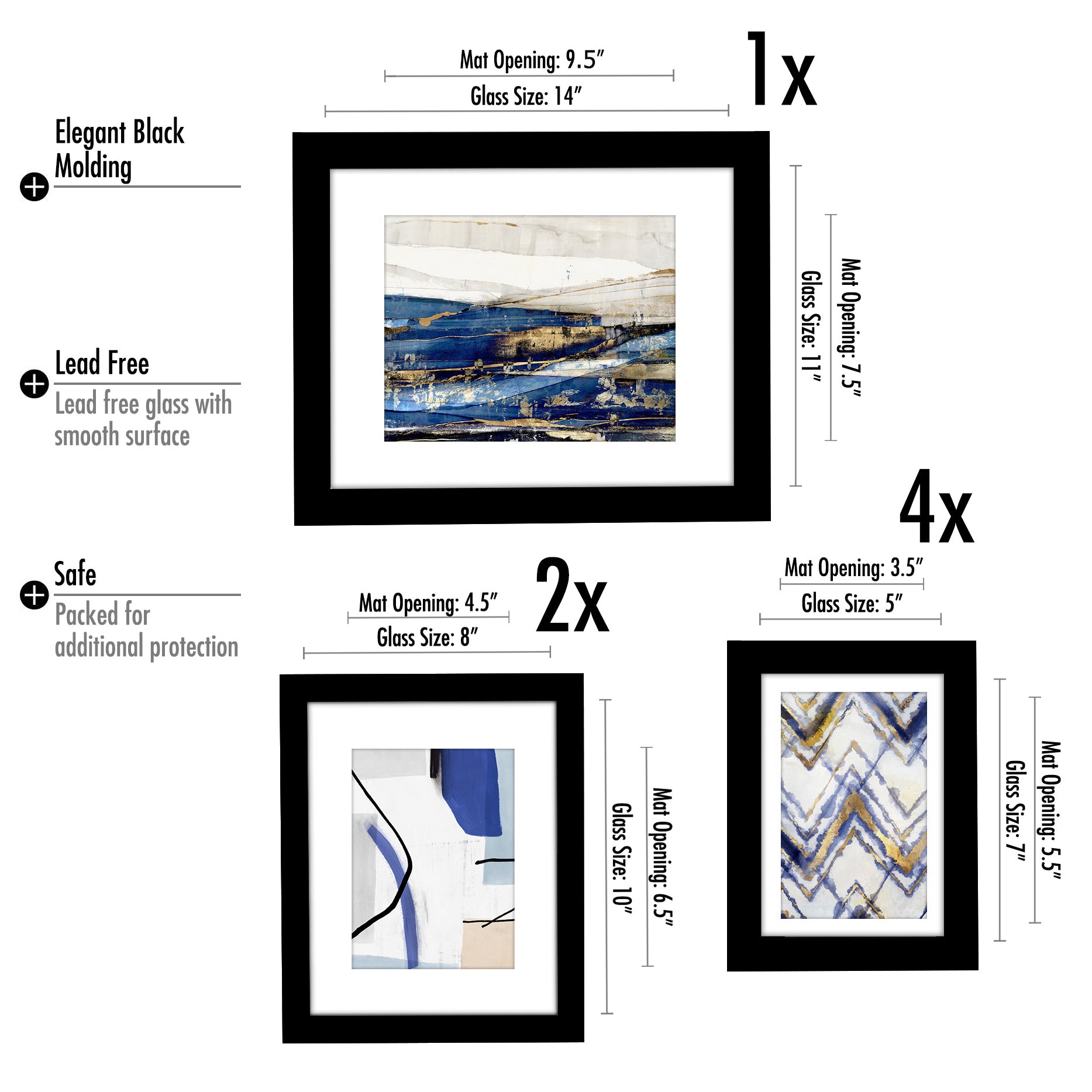 Indigo Dye by PI Creative - 7 Piece Framed Gallery Wall Art Set - Americanflat